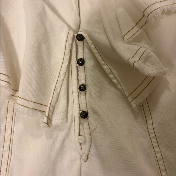 Pilcro Anthropologie Ruffle V-Neck Shift Dress 100% Cotton Ivory Size XL - Picture 6 of 10